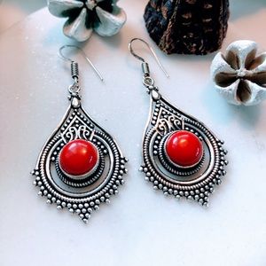 Coral 925 Silver Earrings